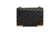 Gewatteerde Schoudertas met Gouden Platen Elisabetta Franchi , Black ,...