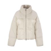 Korte Nylon Donsjas met Capuchon Moose Knuckles , White , Dames