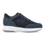 Blauwe Suède Sneakers met Textuur Inzetstukken Hogan , Blue , Heren