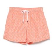 Polyester Zwemshorts met Elastische Riem Fedeli , Orange , Heren