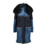 Wol Kasjmier Parka Dondup , Blue , Dames