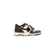 Chocoladebruine sneakers met beige accenten Off White , Brown , Heren