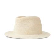 Beige Fedora Sjaal met Ivoor Touw Maison Michel , Beige , Dames