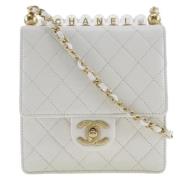 Pre-owned Leather chanel-bags Chanel Vintage , White , Dames