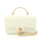 Pre-owned Leather chanel-bags Chanel Vintage , White , Dames