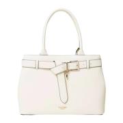 Stijlvolle Voyage Leren Shopper Tas Twinset , White , Dames