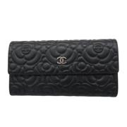 Pre-owned Leather wallets Chanel Vintage , Black , Dames