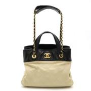 Pre-owned Leather totes Chanel Vintage , Beige , Dames