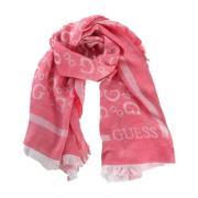 Monogram Logo Sjaal - Rozen Patroon Guess , Pink , Dames