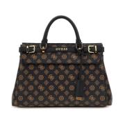 Monogram Handtas - Bruin Metalen Logo Guess , Brown , Dames