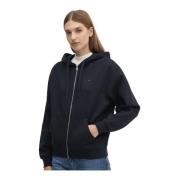 Blauwe Hoodie met Rits Tommy Hilfiger , Blue , Dames