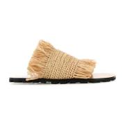 Raffia teenslippers Jil Sander , Beige , Dames