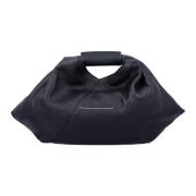 Japanse Gedrapeerde Leren Tas MM6 Maison Margiela , Black , Dames