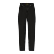 Tapered Leg Jeans Balmain , Black , Dames