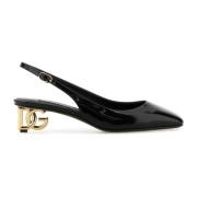 Zwarte leren Jackie pumps 4cm hak Dolce & Gabbana , Black , Dames