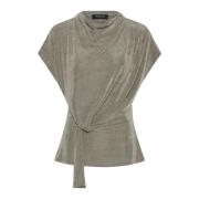 Elegante Gedrapeerde Blouse Zilver Salie Bruuns Bazaar , Green , Dames