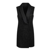 Geborduurde Paillettenjurk met Satijndetails Max Mara , Black , Dames