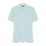 Blauw Poloshirt met Logoborduursel Tom Ford , Blue , Heren