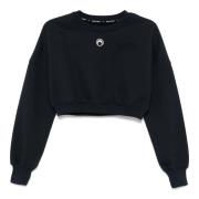 Maan Logo Cropped Sweatshirt Marine Serre , Blue , Dames