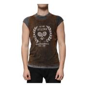 Bruine Katoenen Crew Neck Mouwloos T-shirt Dolce & Gabbana , Brown , H...