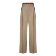 Beige Broek met Eco-Leren Riem Max Mara , Beige , Dames