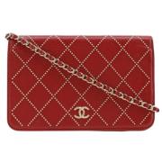 Pre-owned Leather wallets Chanel Vintage , Red , Dames