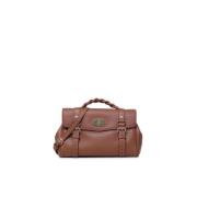 Bruin Leren Handtas met Slotsluiting Mulberry , Brown , Dames