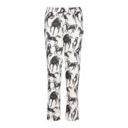 Zijden broek met paardenprint Balmain , White , Dames