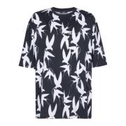 Oversized Swallow Grafisch T-shirt Balmain , Black , Heren