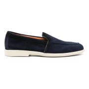 Leren Suède Loafers met Rubberen Zool Santoni , Blue , Heren