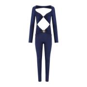 Navy Jumpsuit met Maxi Bow Elisabetta Franchi , Blue , Dames