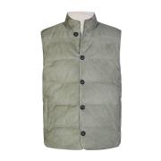 Omkeerbare Suede en Katoenen Gilet Eleventy , Green , Heren