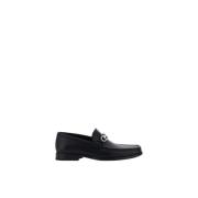 Gancini Logo Leren Loafers Blokhak Salvatore Ferragamo , Black , Heren