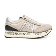 Beige Sneakers met schuine neus en metalen versterking Premiata , Beig...