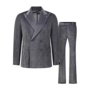 Tweedelig Slim-Fit Ribfluwelen Pak Tagliatore , Gray , Heren