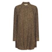 Stijlvolle Allover Plooi Jurk Michael Kors , Brown , Dames