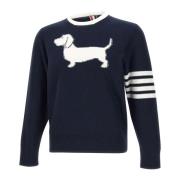 Omgekeerde Jersey Pullover Navy Blauw Thom Browne , Blue , Heren