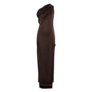 Pijlpunt Lange Jurk in Gewassen Mahonie Rick Owens , Brown , Dames