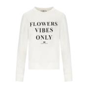 Ivoor Sweatshirt met Logo Lettering Elisabetta Franchi , Beige , Dames