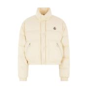 Witte Korte Nylonjas Moncler , White , Dames