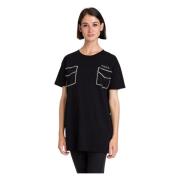 Zwarte T-shirts en Polos met Zakken Twinset , Black , Dames