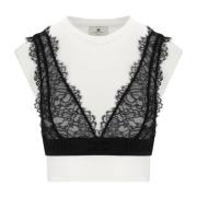 Kanten Bralette Jersey T-shirt Elisabetta Franchi , White , Dames