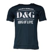 King Of Love Grafische Print T-shirt Dolce & Gabbana , Blue , Heren