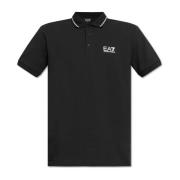 Katoenen polo met bedrukt logo Emporio Armani EA7 , Black , Heren