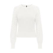 Lange Mouw Gebreide Top Only , White , Dames