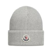 Katoenen Beanie Hoed Klassiek Grijs Moncler , Gray , Heren