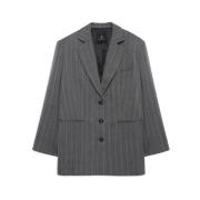 Gestreepte Oversized Wollen Blazer Anine Bing , Gray , Dames