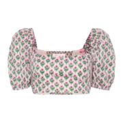 Bloemen Cropped Kinder Top Roze MC2 Saint Barth , Pink , Dames