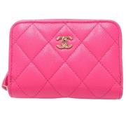 Pre-owned Leather wallets Chanel Vintage , Pink , Dames