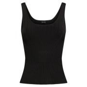 Zwarte Geribbelde Mouwloze Top met Vierkante Hals Mugler , Black , Dam...